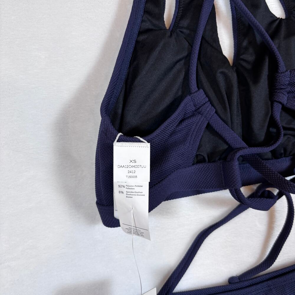 NWT Cupshe Navy Blue High Neck Bikini Set w/ Strappy Back & Keyhole Detail Sz XS - Picture 11 of 14